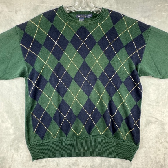 Nautica Other - VTG Y2K Nautica Men's Argyle Sweater Green Navy Crew Neck Long Sleeve Cotton XL‎
